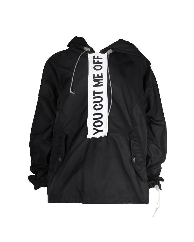 Bargain Prices Off-White Anorak 'You Cut Me Off' Hooded Jacket in Black Nylon