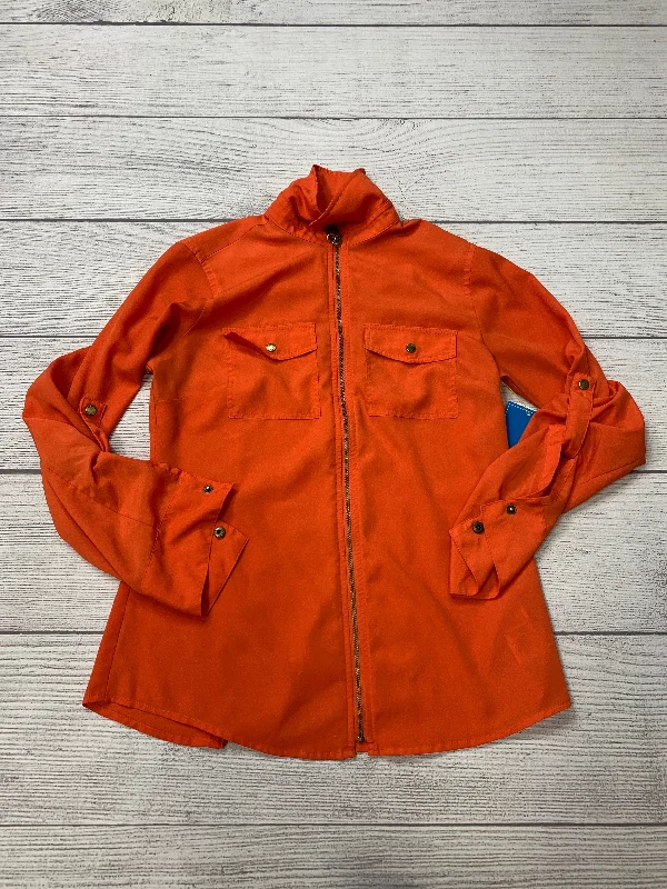 New Arrival Orange Blouse Long Sleeve Michael By Michael Kors, Size Xs