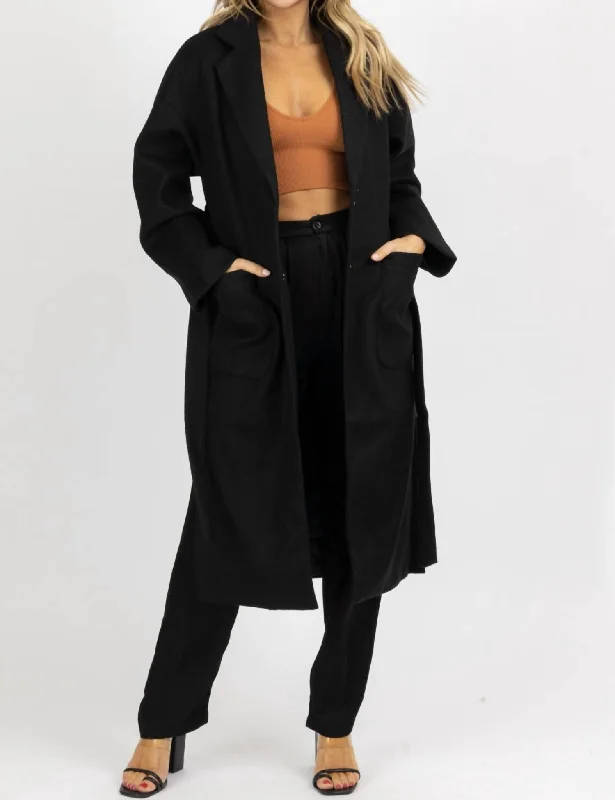 Year-End Sale Oversize Belted Trench Coat In Black