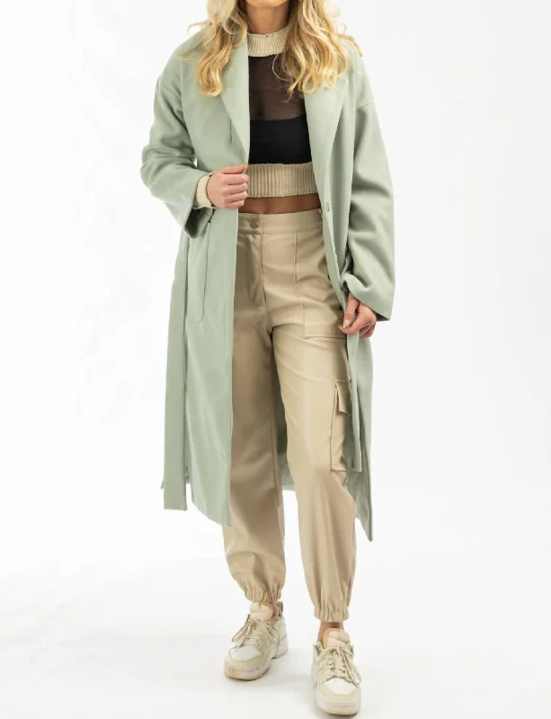 Weekend Deal Oversize Belted Trench Coat In Mint