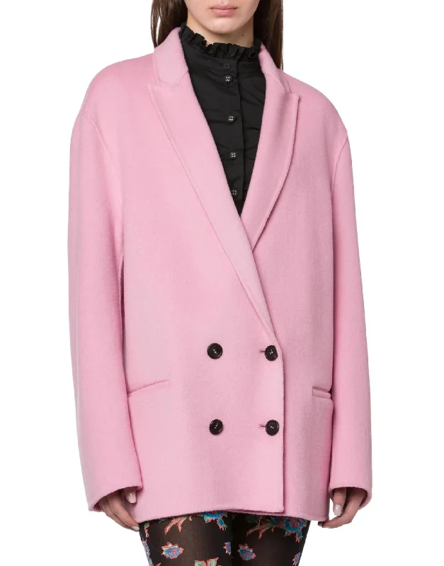 Bargain Bin Oversized Double Breasted Jacket In Pink