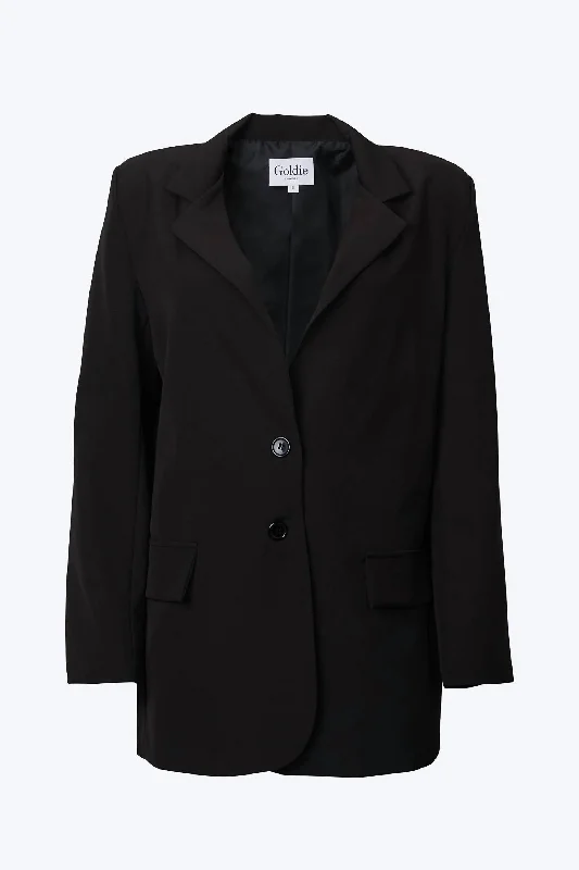 Lowest Prices Oversized Single-Breasted Twill Crepe Blazer In Black