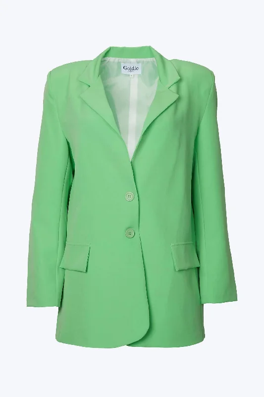 Must-Have Deals Oversized Single-Breasted Twill Crepe Blazer In Lime Green