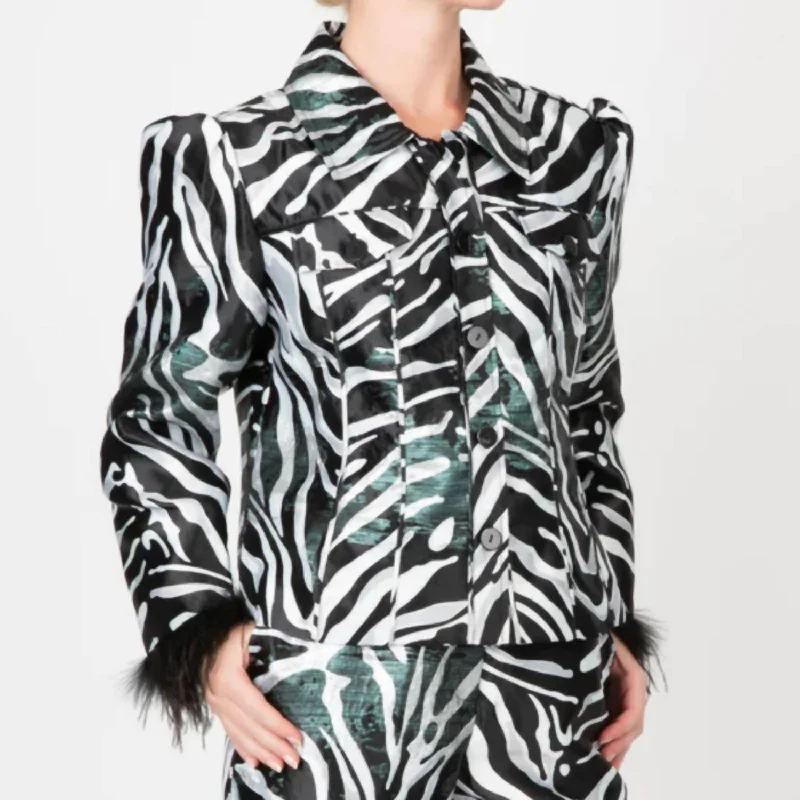Best Seller Party Girl Jacket In White, Black And Green