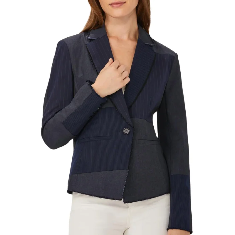 Closeout Sale Patchwork Blazer In Navy Pinstripe