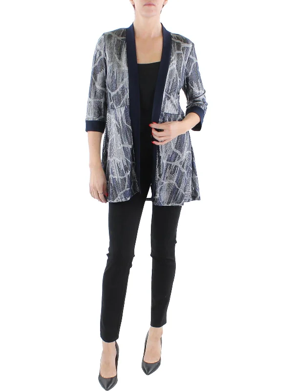 Low Prices Petites Womens Knit Metallic Duster Blazer