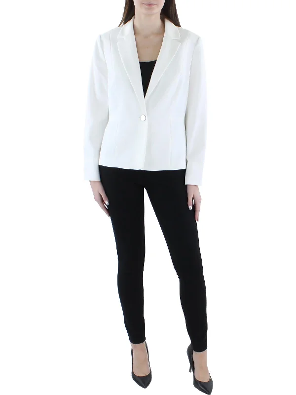 Epic Deals Petites Womens Woven Long Sleeves One-Button Blazer