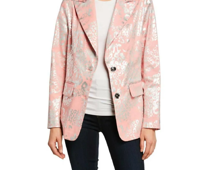 Holiday Sale Pink Foil Jacket In Pink W/silver Foil