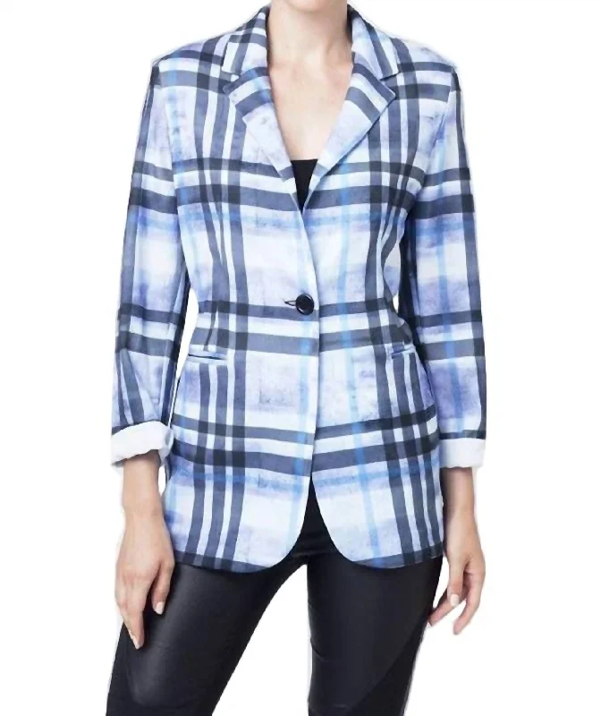 Savings Bonanza Plaid Blazer In Lavender Multi