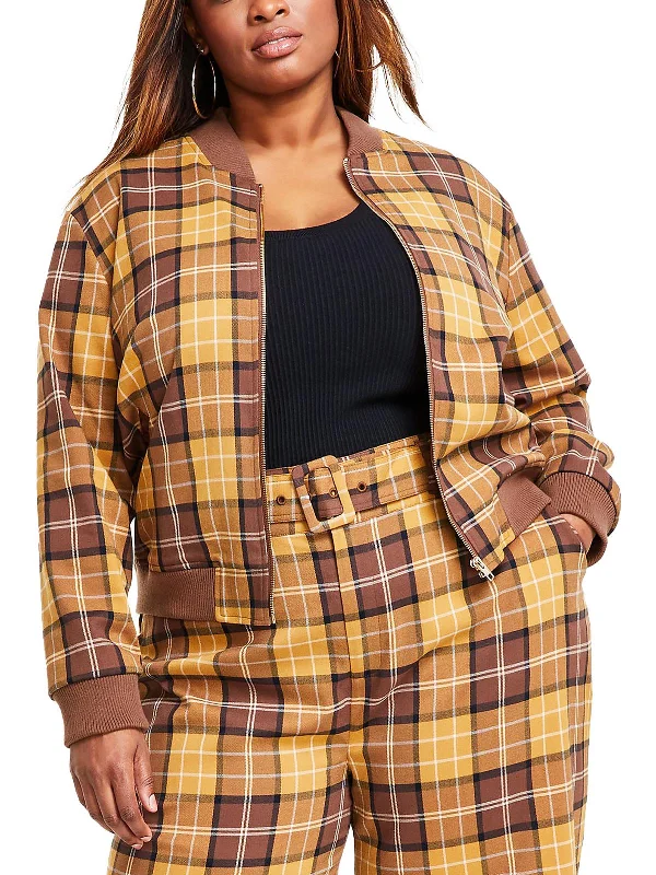Midnight Madness Plus Womens Lightweight Short Bomber Jacket
