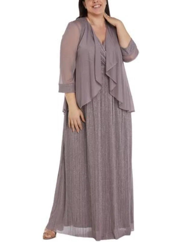 New Markdowns Plus Womens Mesh Glitter Duster Blazer