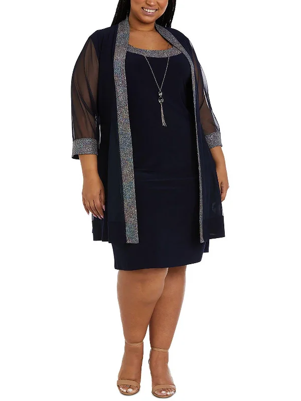 Overstock Plus Womens Metallic Duster Open-Front Blazer