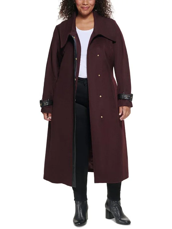 Time-Limited Offer Plus Womens Wool Blend Belted Wrap Coat