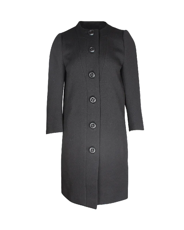 Price Drop Alert Prada Buttoned Top Coat in Charcoal Wool