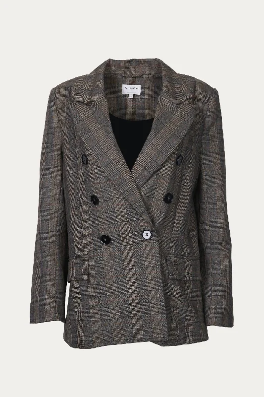 Fantastic Deals Prince Of Wales Double-Breasted Blazer In Brown