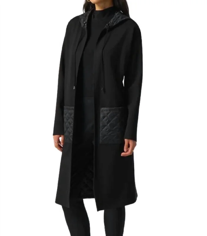 New Arrival Quilted Hooded Jacket In Black