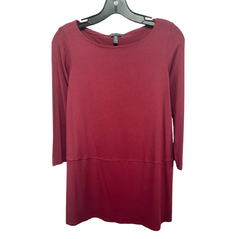 Price Drop Red Top Long Sleeve Designer Eileen Fisher, Size XS