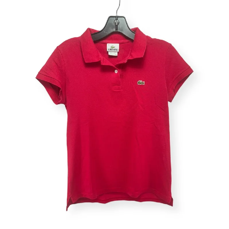Take Advantage Red Top Short Sleeve Designer Lacoste, Size 6