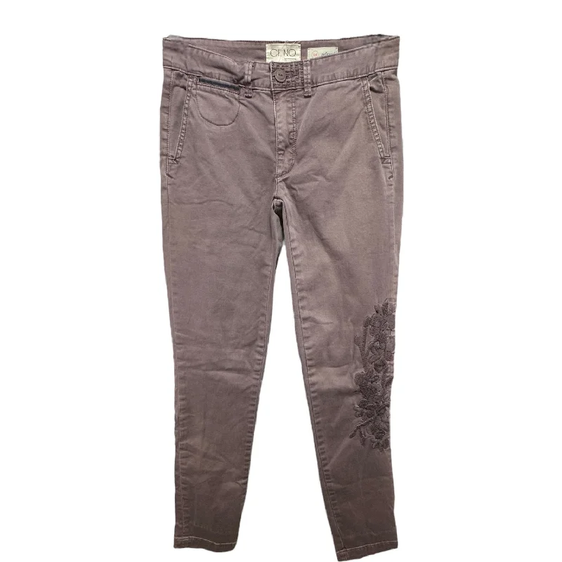 Steals and Deals Relaxed Embroidered Chino Pants in Lilac Anthropologie, Size 0