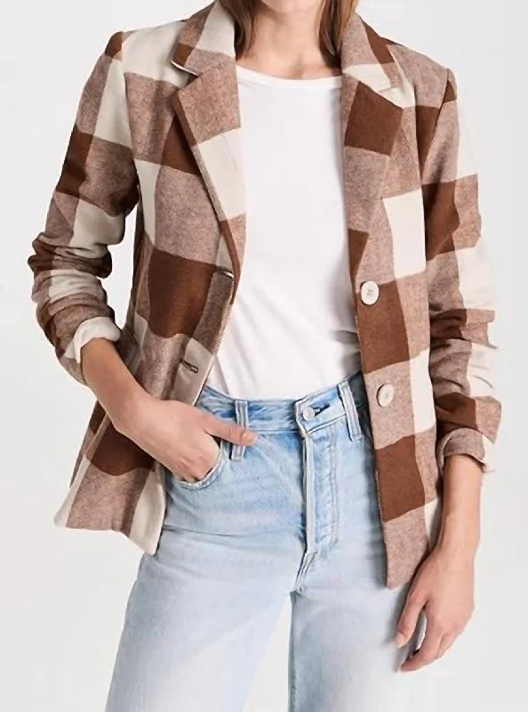 Can't Miss Ricki Plaid Blazer In Cognac Plaid