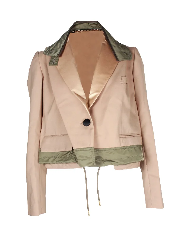 Best Bargains Sacai Cropped Blazer Jacket in Beige Polyester