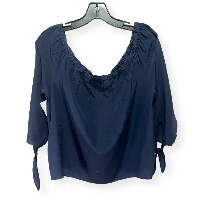 Reduced Prices Silk Navy Top 3/4 Sleeve Madewell, Size M