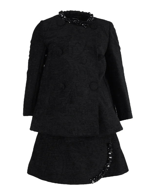 Buy More, Save More Simone Rocha Embellished Coat and Skirt Set in Black Acrylic