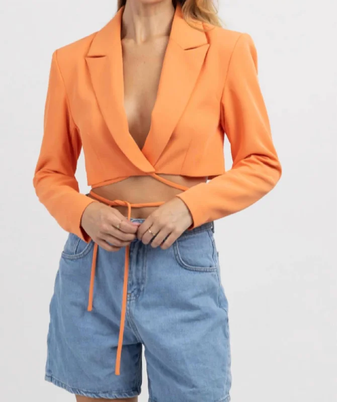 Limited Availability Soho Summer Wrap Blazer Top In Orange