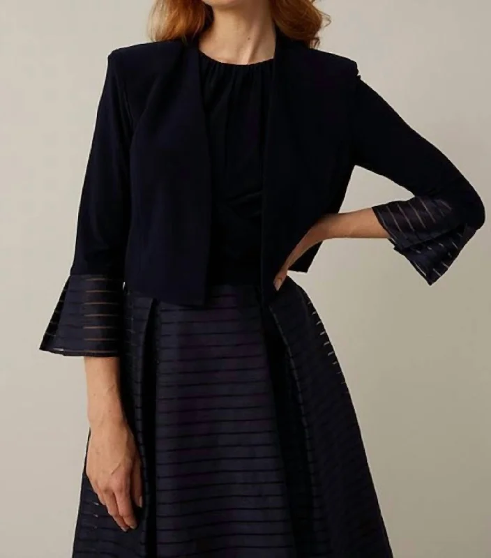 Deal Zone Striped Bolero Jacket In Black