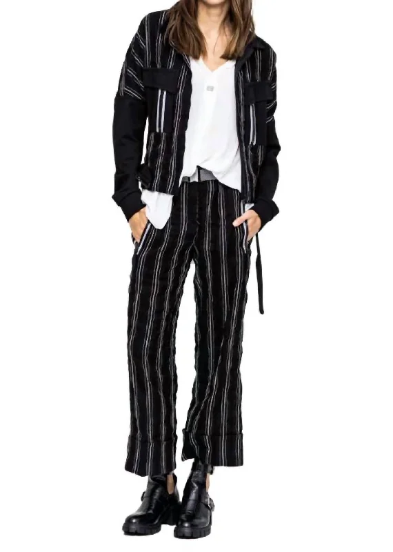 Deal Dash Striped Jacket In Black/white