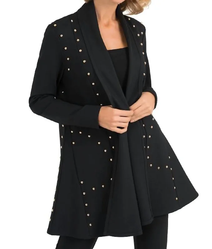 Online Specials Studded Swing Coat In Black