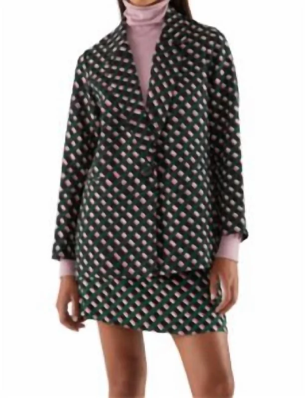 Shop and Save Suit Blazer With Geometric Print In Green/pink/black