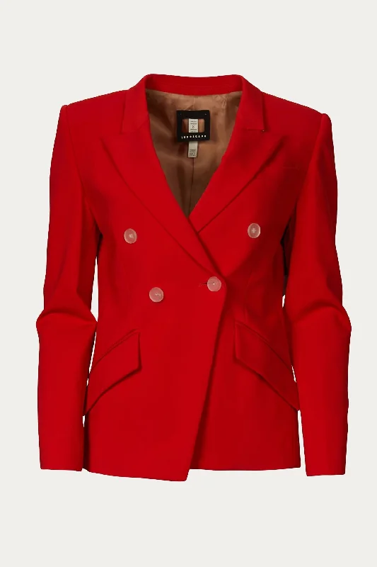 Best Bargains Super Matte Jersey Fitted Double-Breasted Blazer In Coral