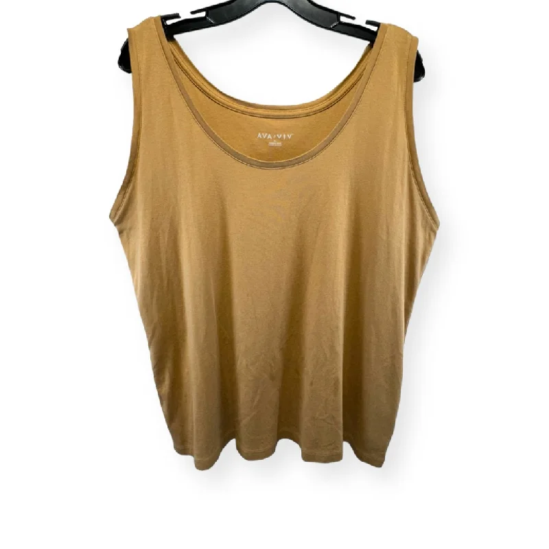 Savings Galore Tan Tank Top Ava & Viv, Size 2x