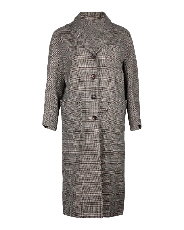 New Deals Thom Browne Checked Coat in Black and White Wool