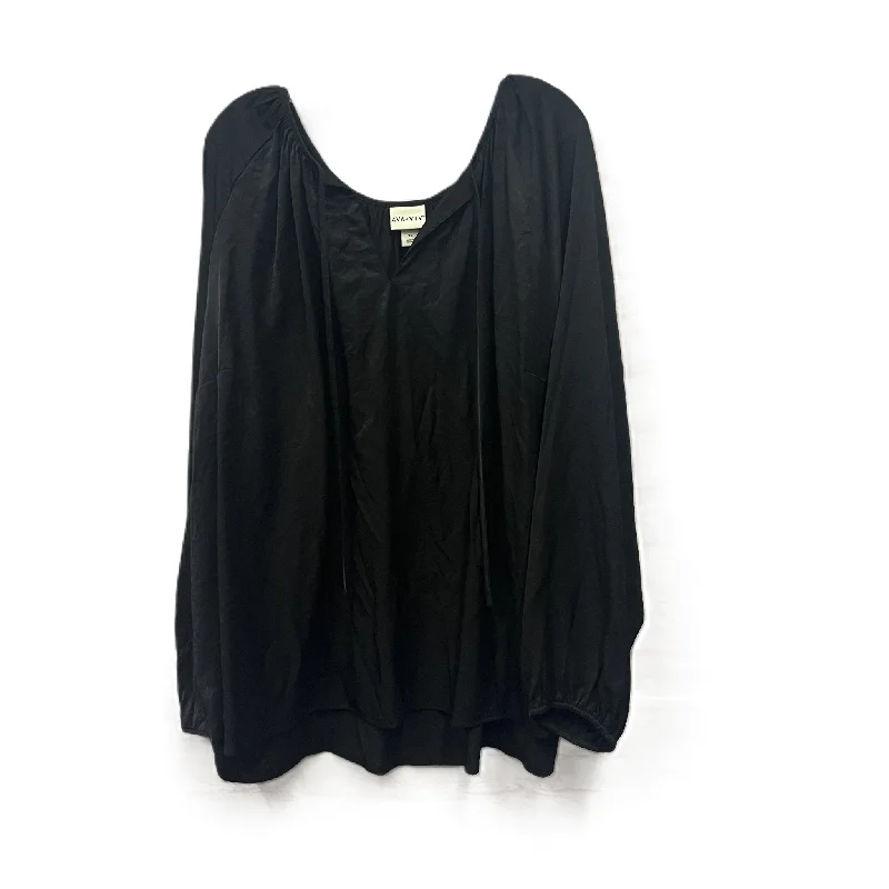 Super Sale Top Long Sleeve By Ava & Viv In Black, Size: 3x