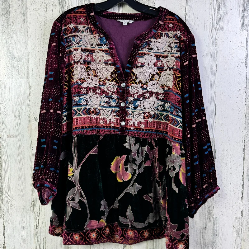 Price Rollback Top Long Sleeve By John Mark In Maroon, Size: Xl