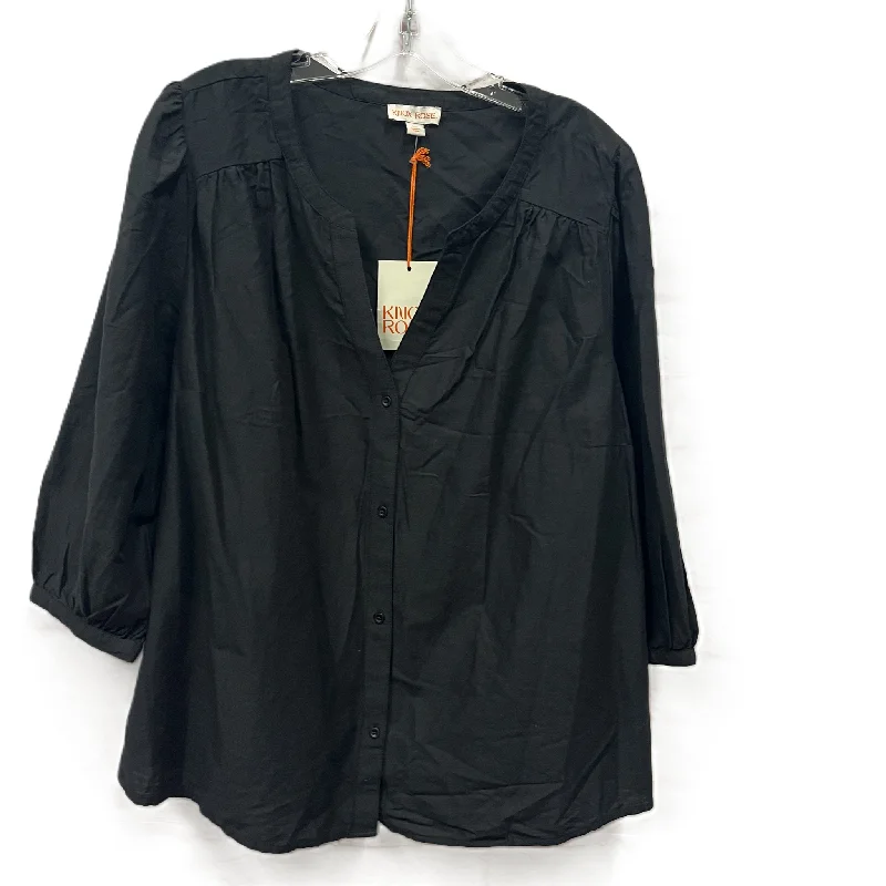 Year-End Sale Top Long Sleeve By Knox Rose In Black, Size: 1x