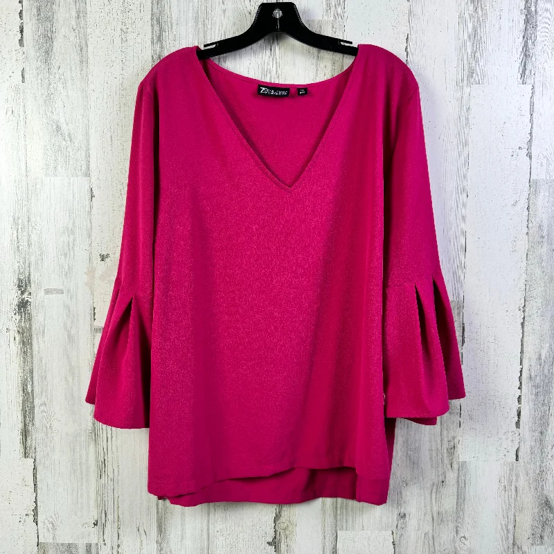 Reduced Prices Top Long Sleeve By New York And Co In Pink, Size: 2x