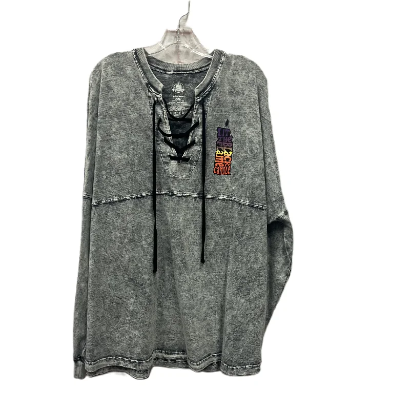 Bargain Blast Top Long Sleeve By Walt Disney In Grey, Size: 1x