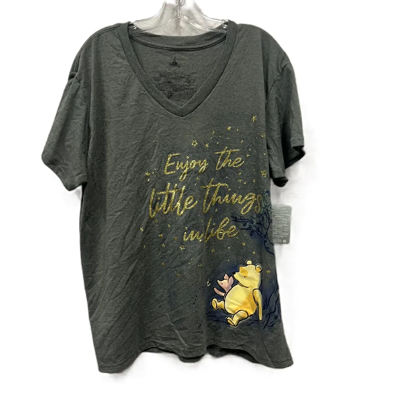 Final Clearance Top Short Sleeve Basic By Disney Store In Grey, Size: 2x