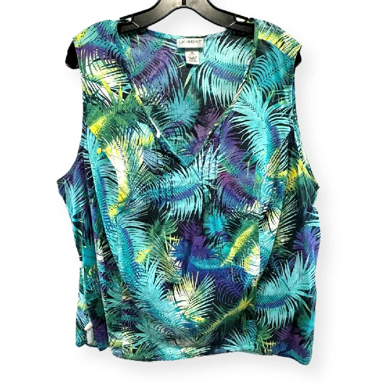 Sale Event Tropical Print Top Sleeveless Catherines, Size 2x