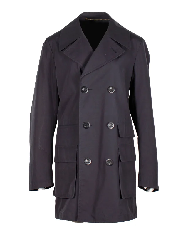 Special Price Valentino Garavani Double-Breasted Coat in Blue Wool