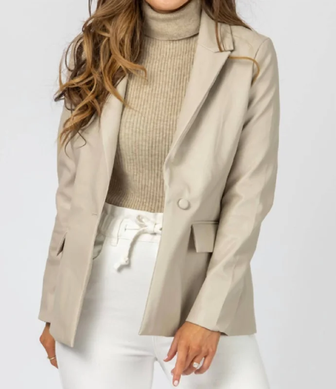 Exclusive Savings Vegan Leather Blazer In Cream