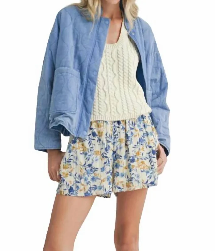 Bargain Bin Weekender Washed Quilt Jacket In Blue