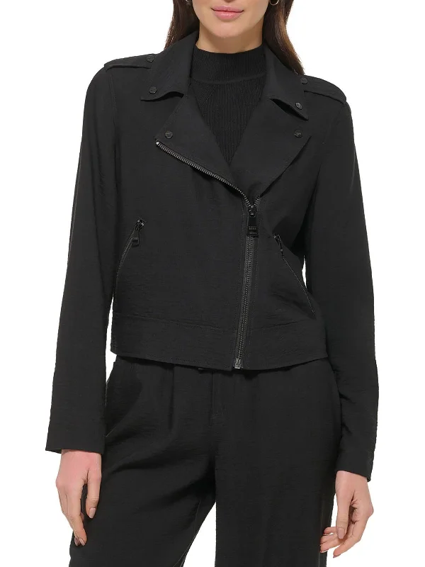New Arrival Womens Asymmetric Collared Motorcycle Jacket