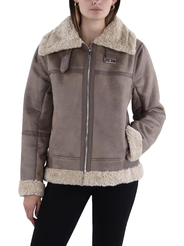 Deal Dash Womens Faux Fur Lined Cold Weather Leather Jacket