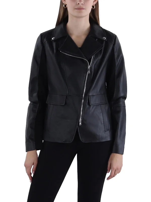 Limited Stock Womens Faux Leather Mixed Media Motorcycle Jacket