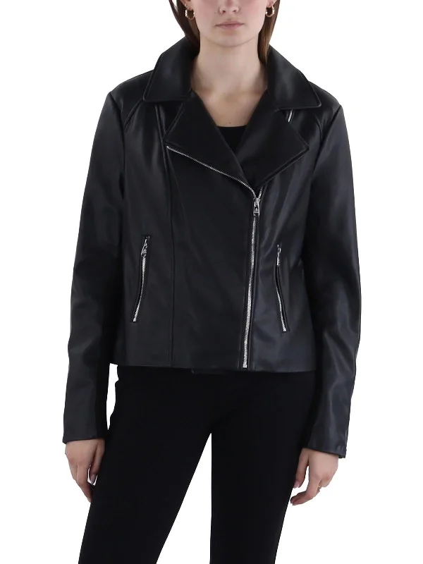 One-DAY Sale Womens Faux Leather Short Motorcycle Jacket