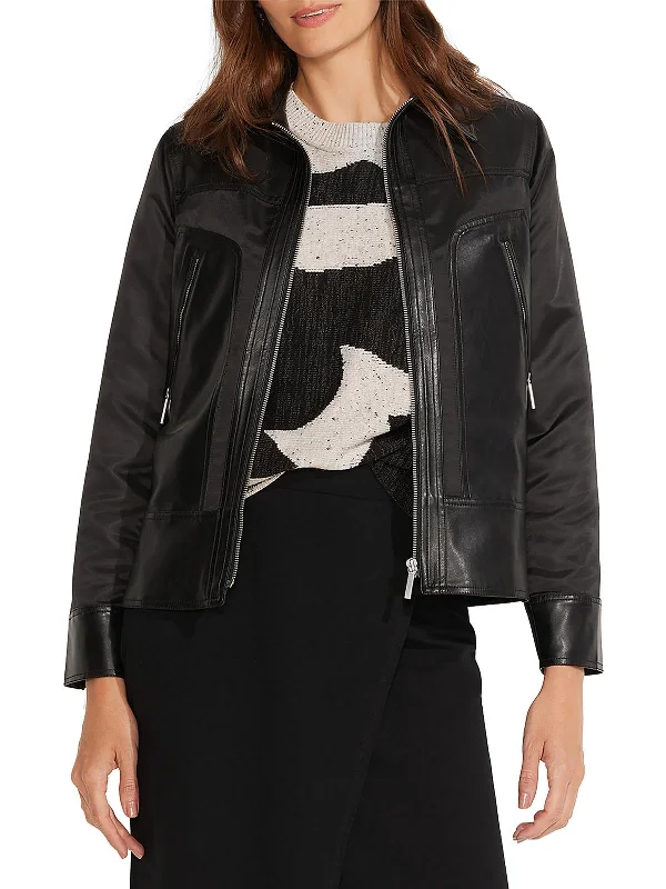Steals and Deals Womens Faux Leather Short Motorcycle Jacket